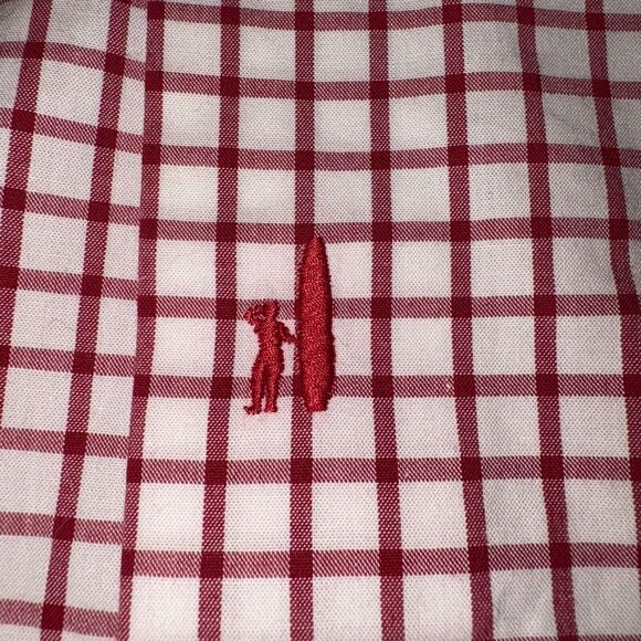 Johnnie O Maroon Plaid Long Sleeve Button Down Shirt Mens Medium/preppy/beachy - Picture 7 of 7